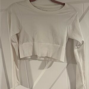 Aerie Cream Long Sleeve Crop Top